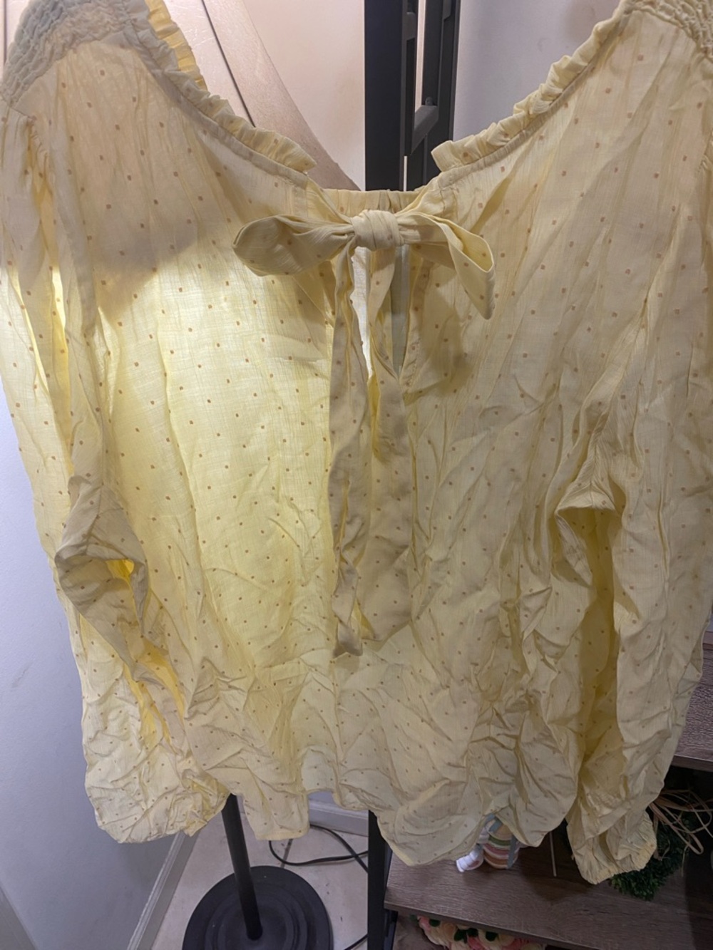 Lightweight Yellow Smocked Square-Neck Blouse by - Picture 2 of 3